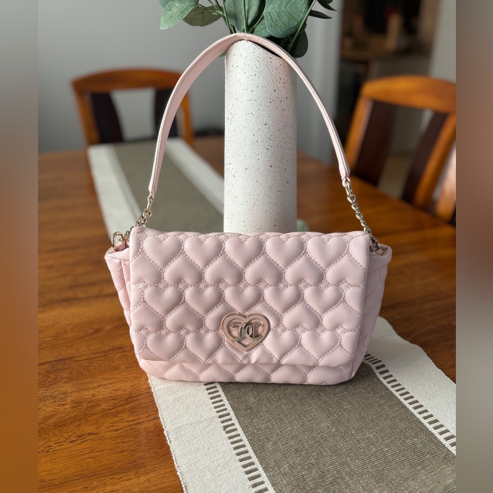 Juicy Couture Powder Pink Quilted Heart Bag Flawless Flap  Shoulder Bag
